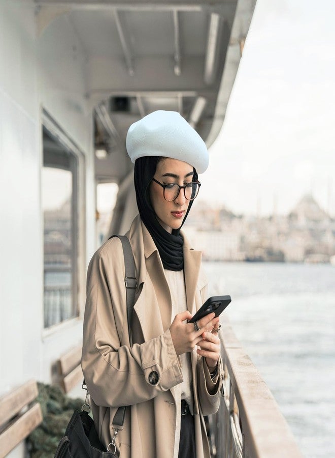 ZARSIO Summer French Beret Breathable Thin Beret Hat Solid Color Beanie for Women Lady (US, Numeric, 7 1/8, 7 1/4, White) - Image 3