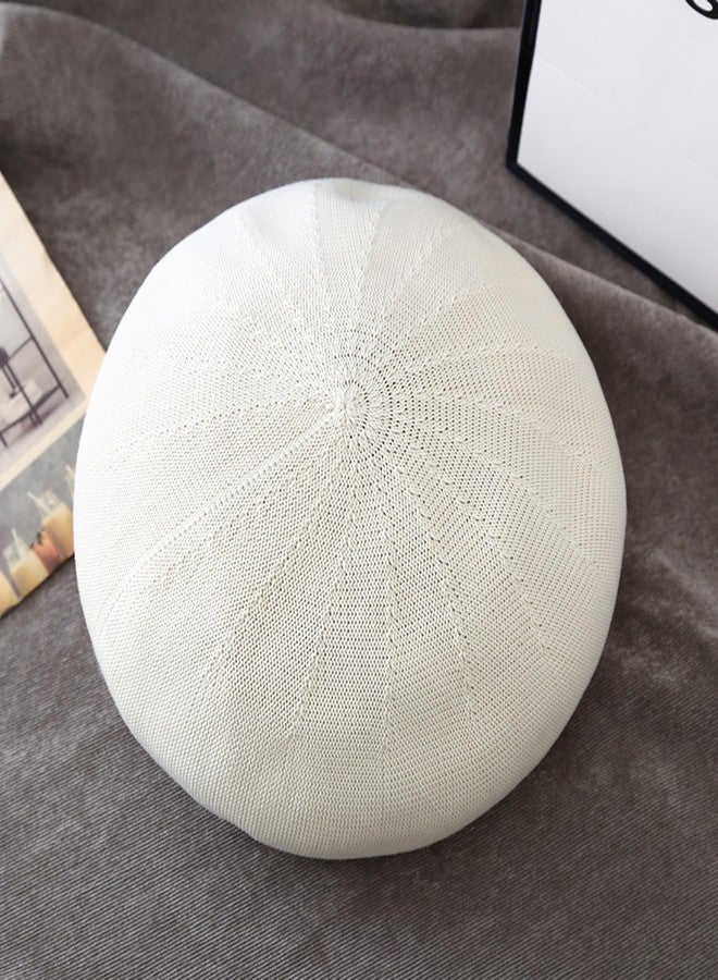 ZARSIO Summer French Beret Breathable Thin Beret Hat Solid Color Beanie for Women Lady (US, Numeric, 7 1/8, 7 1/4, White) - Image 5