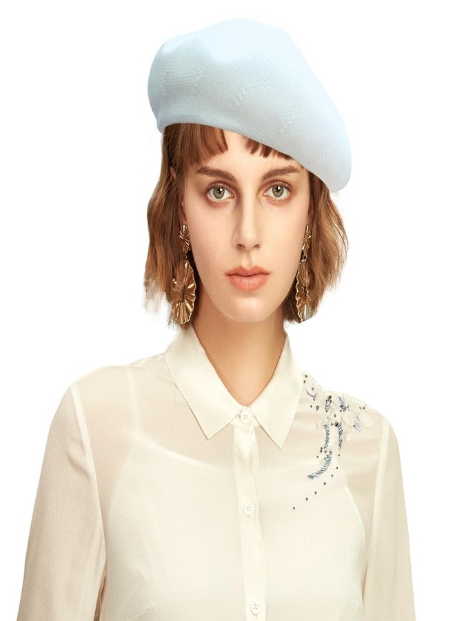 ZARSIO Summer French Beret Breathable Thin Beret Hat Solid Color Beanie for Women Lady (US, Numeric, 7 1/8, 7 1/4, White) - Image 2