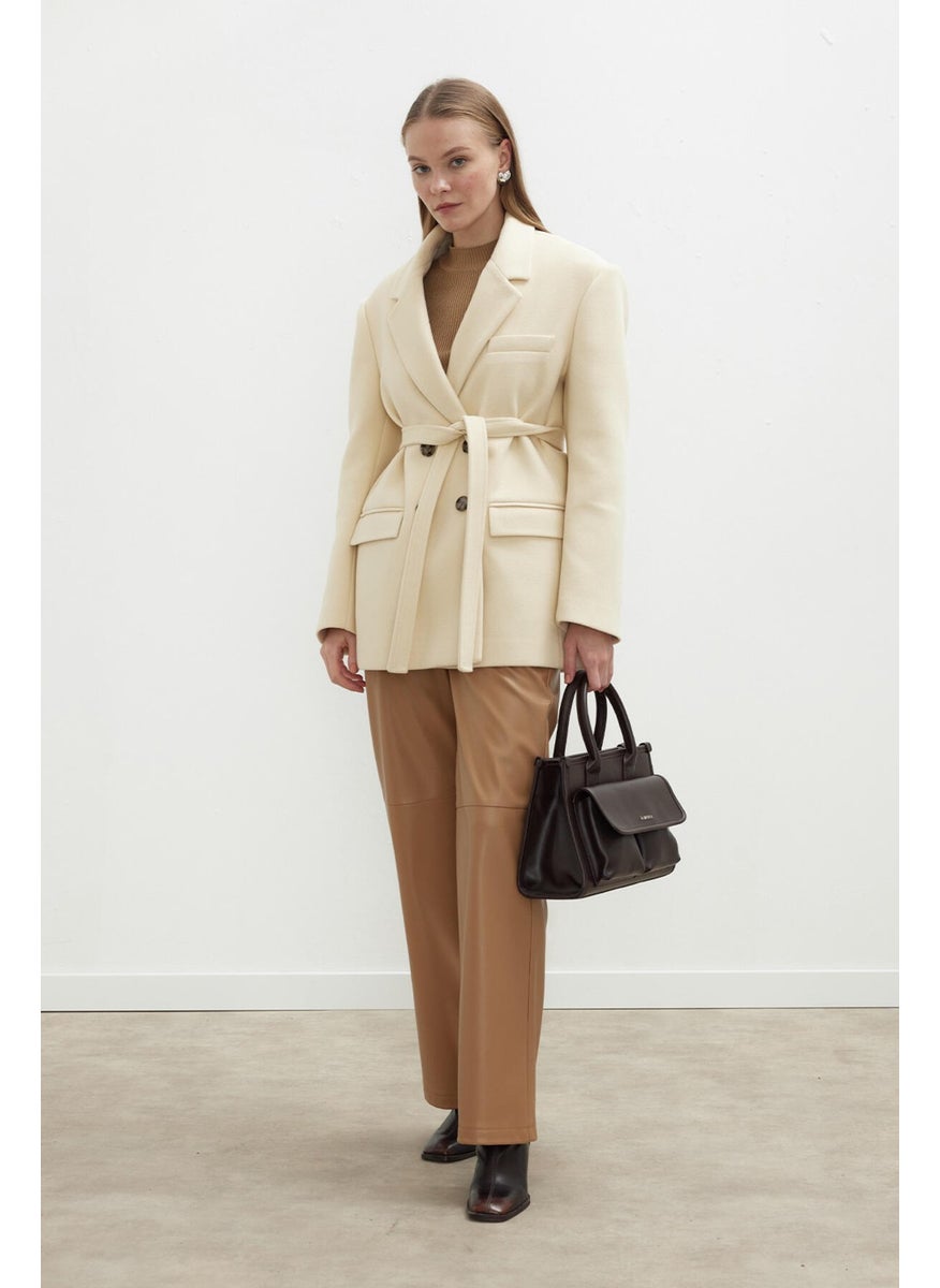 Manuka Leather Palazzo Leg Trousers Camel  - Image 4