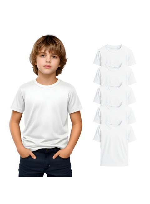 Pack Of 5 Boys T-Shirts – Soft Cotton Round Neck Short Sleeve Tees For Daily Wear – Comfortable Fit for School,Daily Use,Outdoor Play, Weekend Trips And Travel