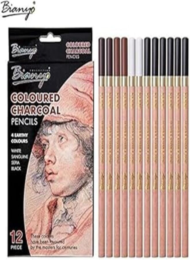 Bianyo Piano Charcoal Pencil Case of 12 Skin Tones 