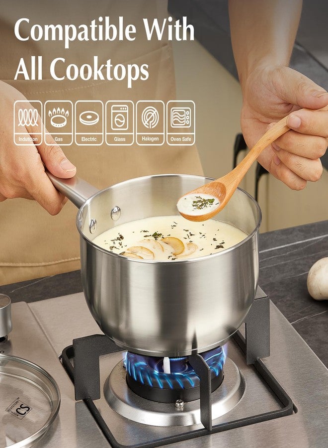 KOCH SYSTEME CS Stainless Steel Saucepan Set, 1QT & 2QT & 3QT Saucepan Set, Premium 18/10 Stainless Steel Sauce Pan Set, Induction Saucepans, Stainless Steel Pot Set 6 Piece, Easy to Clean, Oven Safe - Image 3