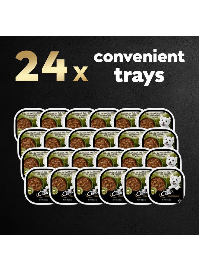 Cesar Home Delights Adult Wet Dog Food, Grilled New York Strip Flavor with Vegetables in Sauce, 3.5 oz. (24 Count, Pack of 1) - Image 1