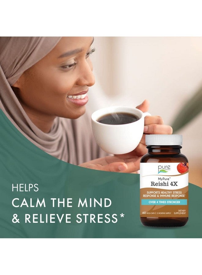 PURE ESSENCE LABS Mypure Reishi 4X Organic Mushrooms Supplement 100% Real Mushroom Extract For Immune Support Stress Relief Build Energy (30 Capsules) - Image 4