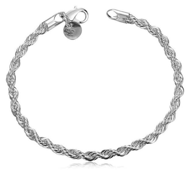 فيروز جوليري سوار عصري انيق مطلي بالفضة 4 ملم مصنوع يدويا على شكل ماسة مضفر حبل - Image 1