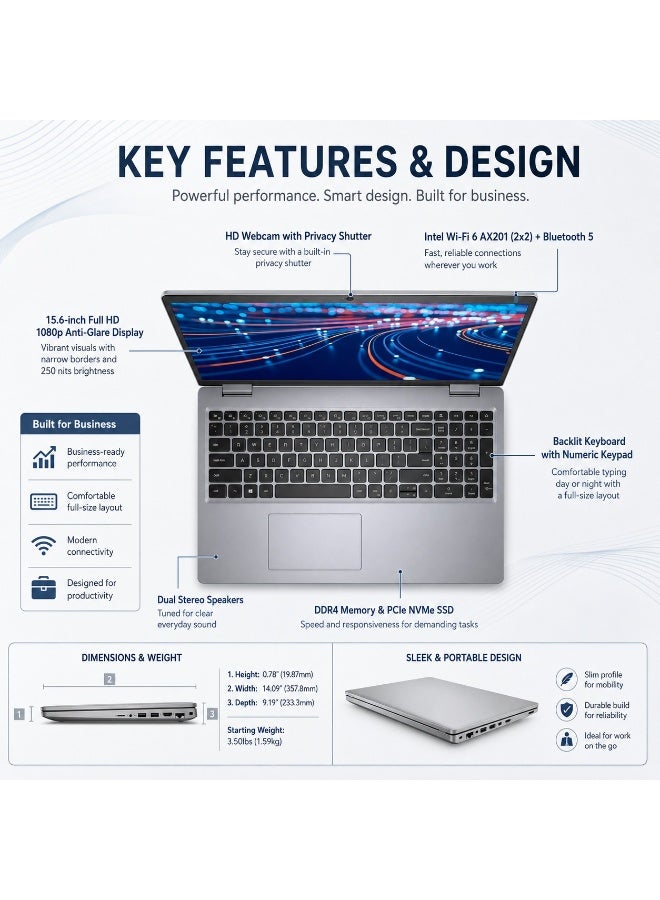 High Performance Business Laptop 14-Inch Display Core i5 Processor 16GB RAM 512GB SSD Integrated Graphics with 3 Free Gifts Backpack Wireless Mouse and Stand - Image 3