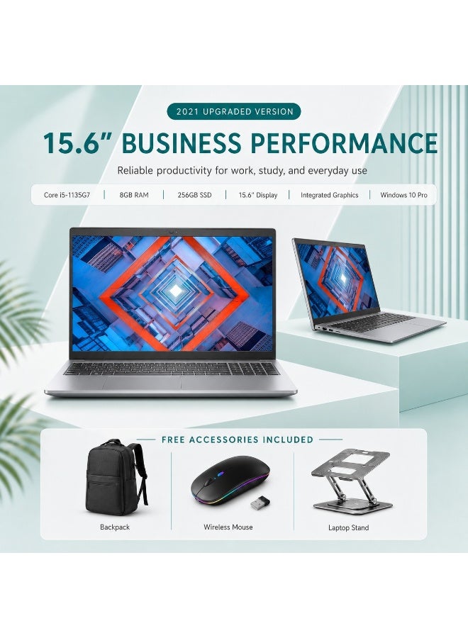 High Performance Business Laptop 14-Inch Display Core i5 Processor 16GB RAM 512GB SSD Integrated Graphics with 3 Free Gifts Backpack Wireless Mouse and Stand - Image 1