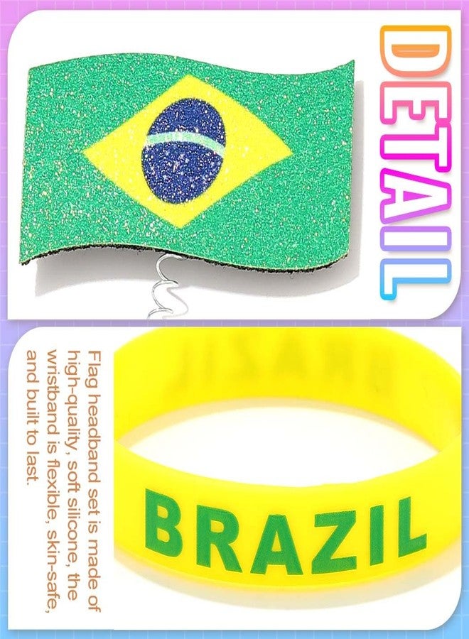 CAKURE Brazil Flag Headband Soccer Fan Headbands Silicone Bracelet for Parades, Sports Events (Brazil Fan Set) - Image 4