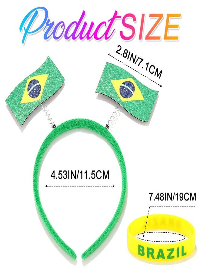 CAKURE Brazil Flag Headband Soccer Fan Headbands Silicone Bracelet for Parades, Sports Events (Brazil Fan Set) - Image 2