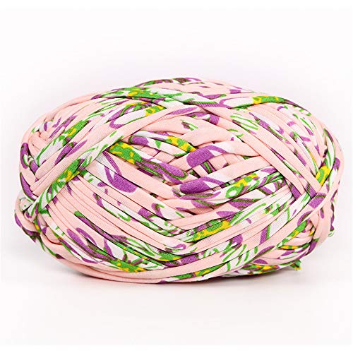 Eqarp 1 PCS Colorful T-Shirt Yarn Knitting Yarn Fabric Crochet Cloth for DIY Knitted Fabric Art (#60 Purple Flower) - Image 1