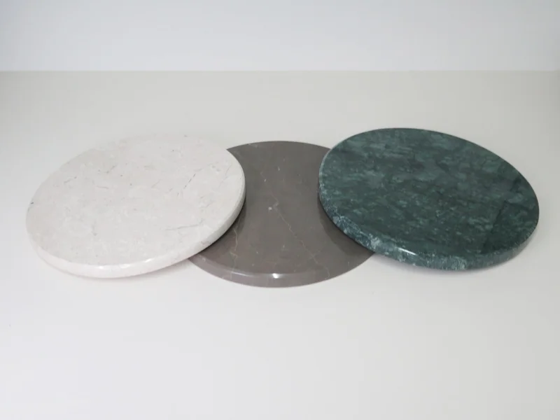 ميسي Special Chamfer Cut Round Decorative Dark Sand Color Natural Marble Stone