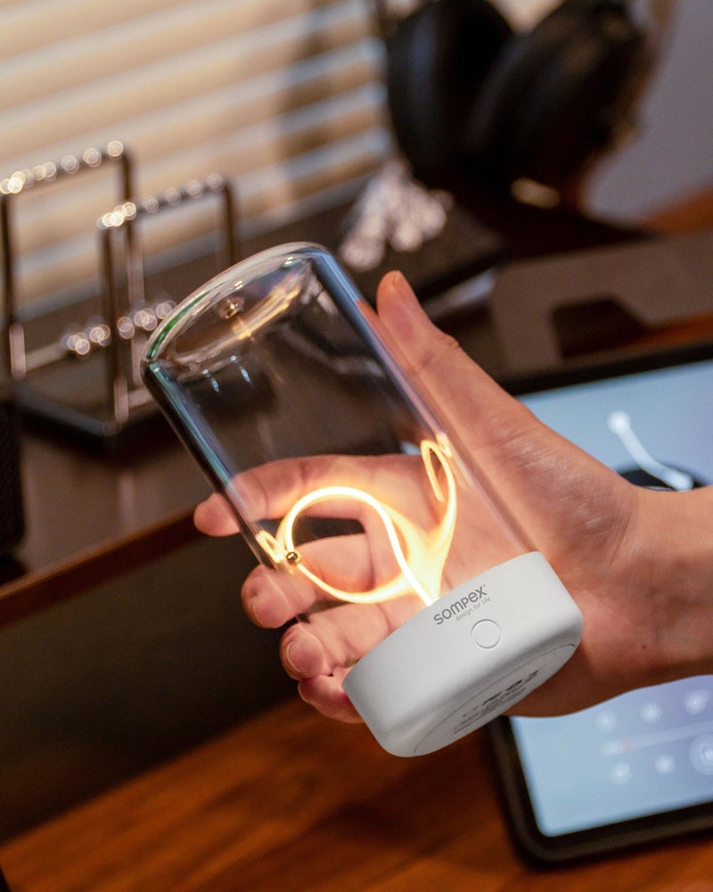 Sompex Pulse Compact Rechargeable Table Lamp | Sleek & Portable LED Light | IP54 (water-resistant) | Brightness memory function | Indoor & Outdoor Use | 3 warm light | 14.5 cm Height - White - Image 3