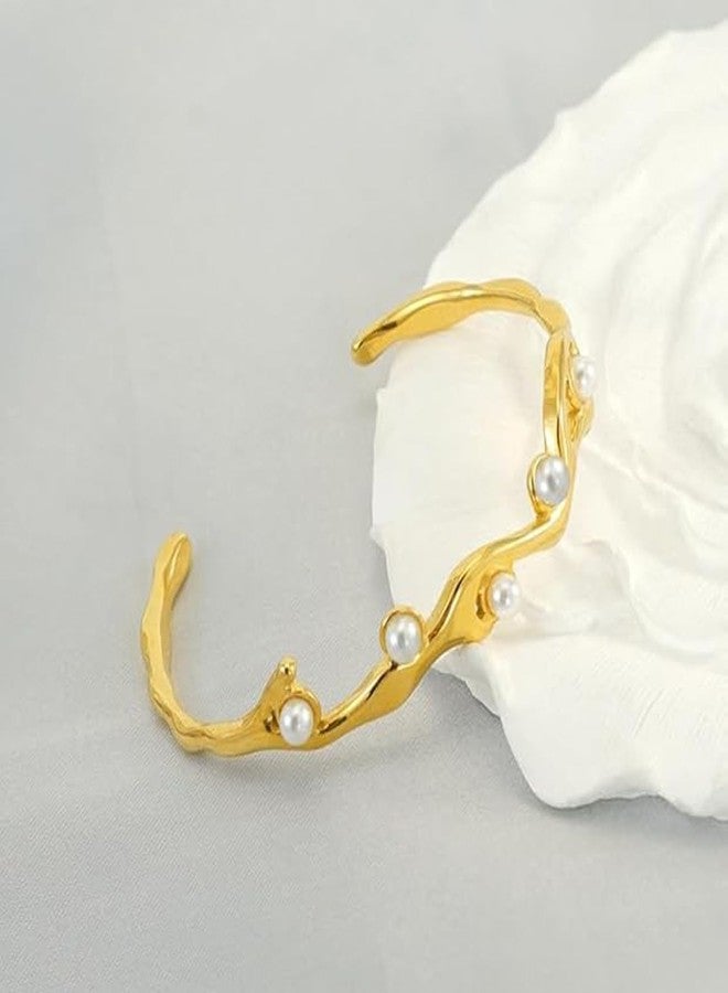 Okos Fashion Jewellery Gold Plated Combo of 5 Different Style Nail, Clover, Cuff and Bamboo Stylish Kada and Bracelets For Girls and Women CO1000484GLD - Image 2