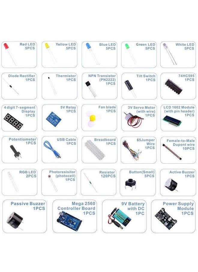 ELEGOO - Mega R3 2560 Project Starter Kit Compatible With Arduino Ide Mega Including 16 Tutorials Cd - Image 1