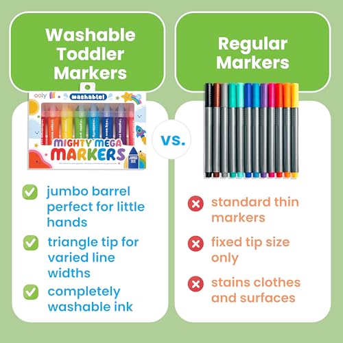 Ooly Thick Washable Toddler Markers with Jumbo Grip, Mighty Mega Triangle Tip Markers for Toddlers with Jumbo Barrel, Perfect for Little Hands - TRIANGLE TIP - Image 3