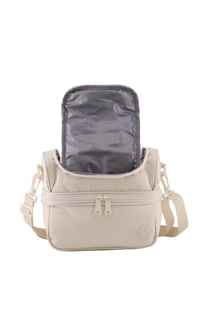 أتريوم حقيبة غداء كبيرة بسحاب بلون بيج سادة - Image 2