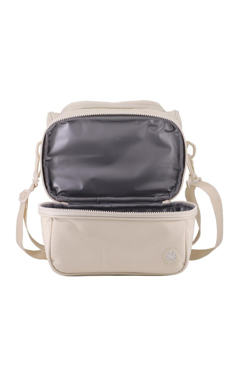 أتريوم حقيبة غداء كبيرة بسحاب بلون بيج سادة - Image 3