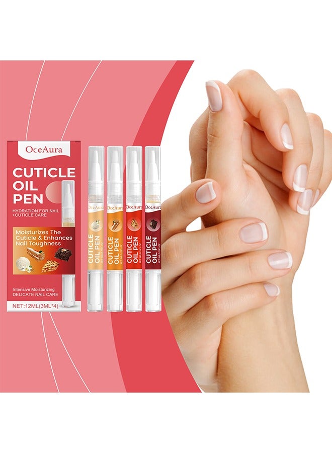 OceAura Cuticle Oil Pen for Nails - 4 Cuticle Oil Pens - Nail Strengthener and Growth Nail Oil Pen with Sweet Almond Oil, Jojoba Oil for Nails, Vitamin E Oil for Nails Care - Nail Growth Oil Pen(4 Pieces) - Image 1
