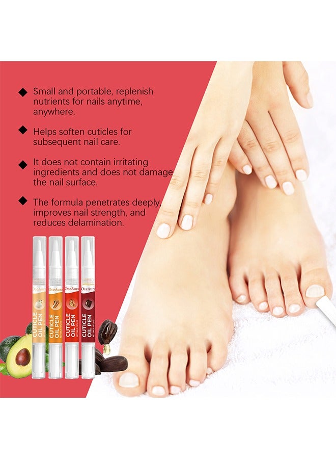 OceAura Cuticle Oil Pen for Nails - 4 Cuticle Oil Pens - Nail Strengthener and Growth Nail Oil Pen with Sweet Almond Oil, Jojoba Oil for Nails, Vitamin E Oil for Nails Care - Nail Growth Oil Pen(4 Pieces) - Image 2