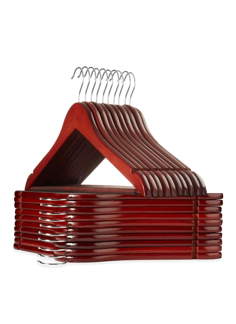 ALMUFARREJ - Wooden Clothes Hanger Set of 20 Piece with Handles Brown - Image 1