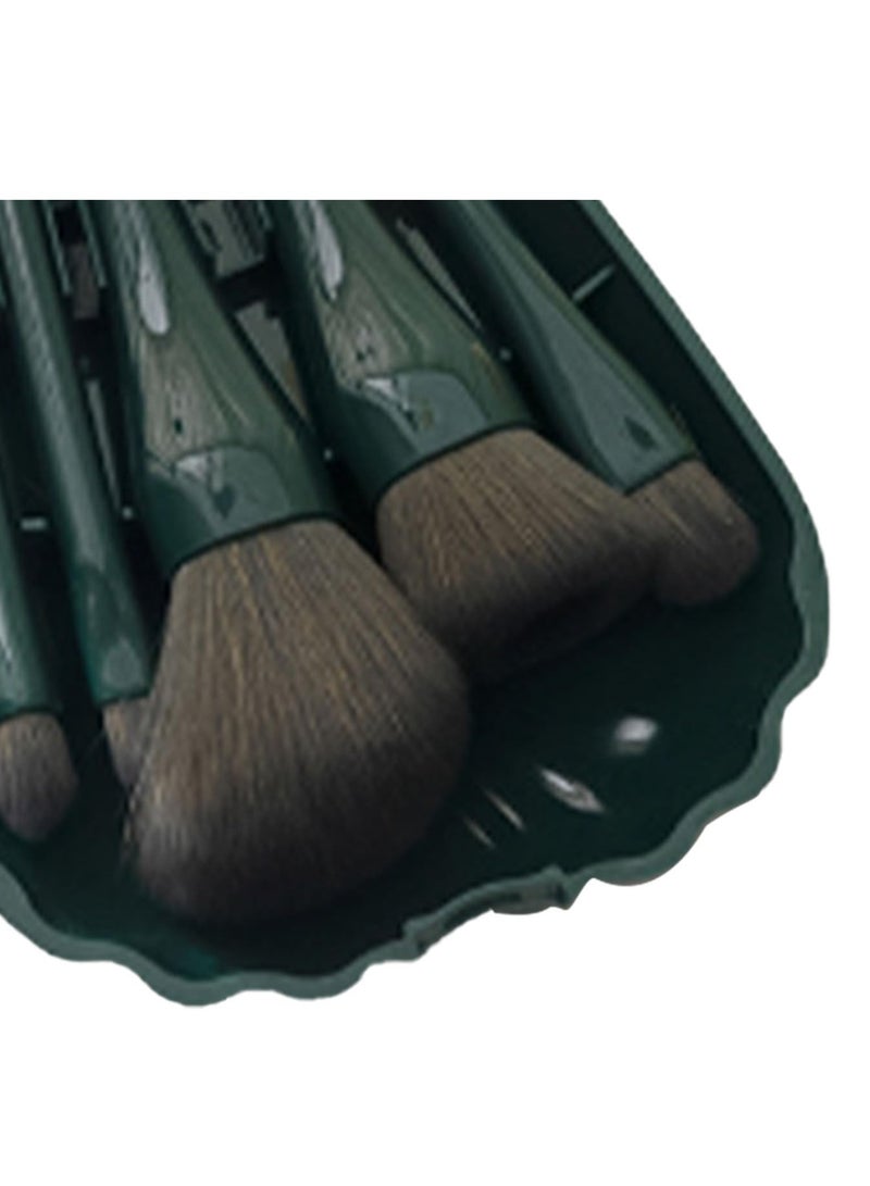 مجموعة فرش مكياج محمولة للسفر، 5 قطع من فرش التجميل الصغيرة كاملة الوظائف مع مجموعة مرآة (أخضر غامق) - Image 1