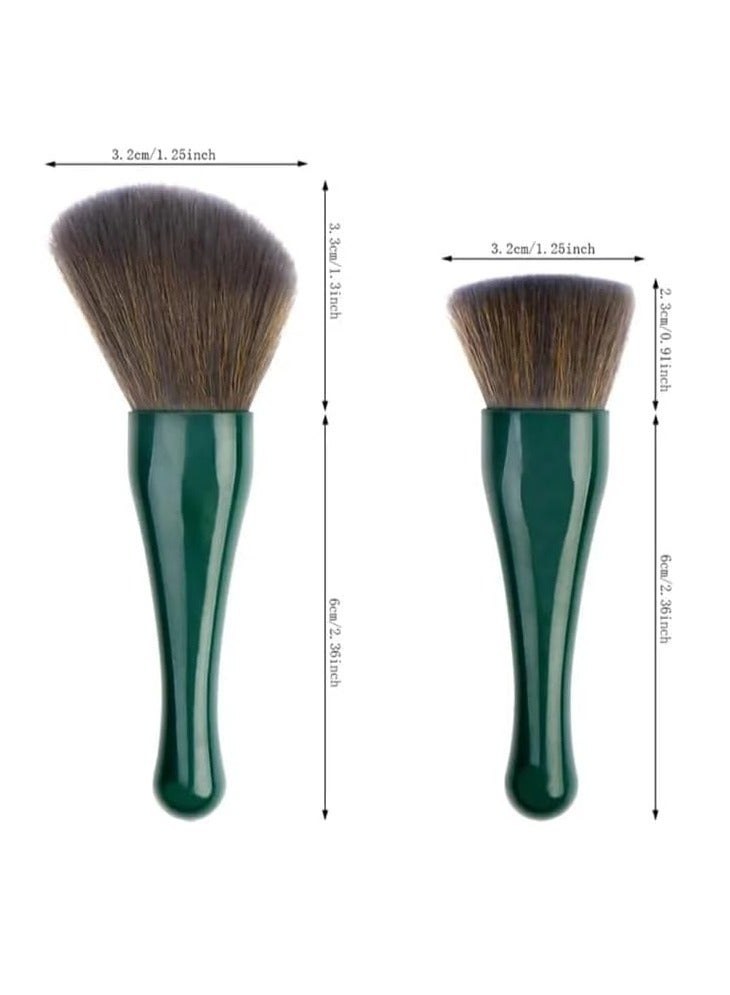 مجموعة فرش مكياج محمولة للسفر، 5 قطع من فرش التجميل الصغيرة كاملة الوظائف مع مجموعة مرآة (أخضر غامق) - Image 5