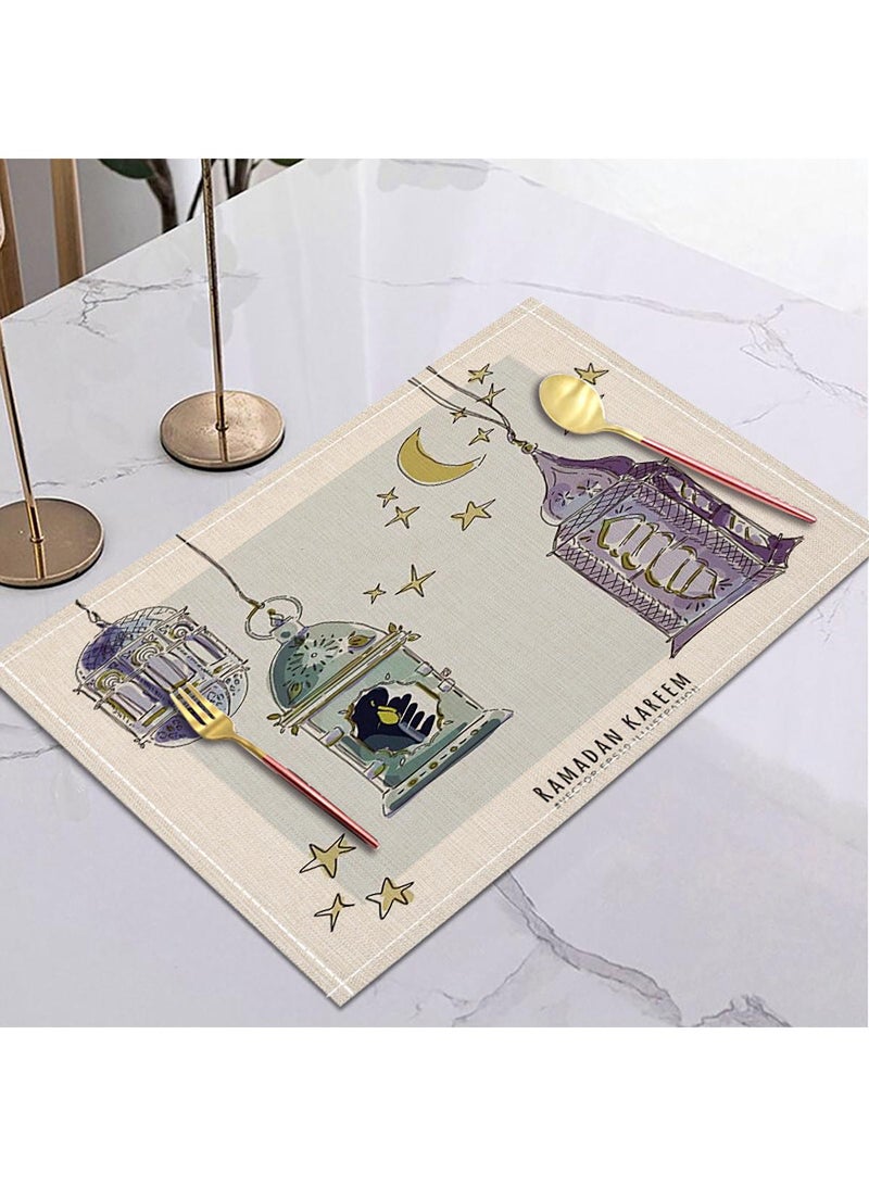 Eid Mubarak Table Placemats Set Ramadan Kareem Table Decorations Ramadan Decor Sets For Dining Supply
