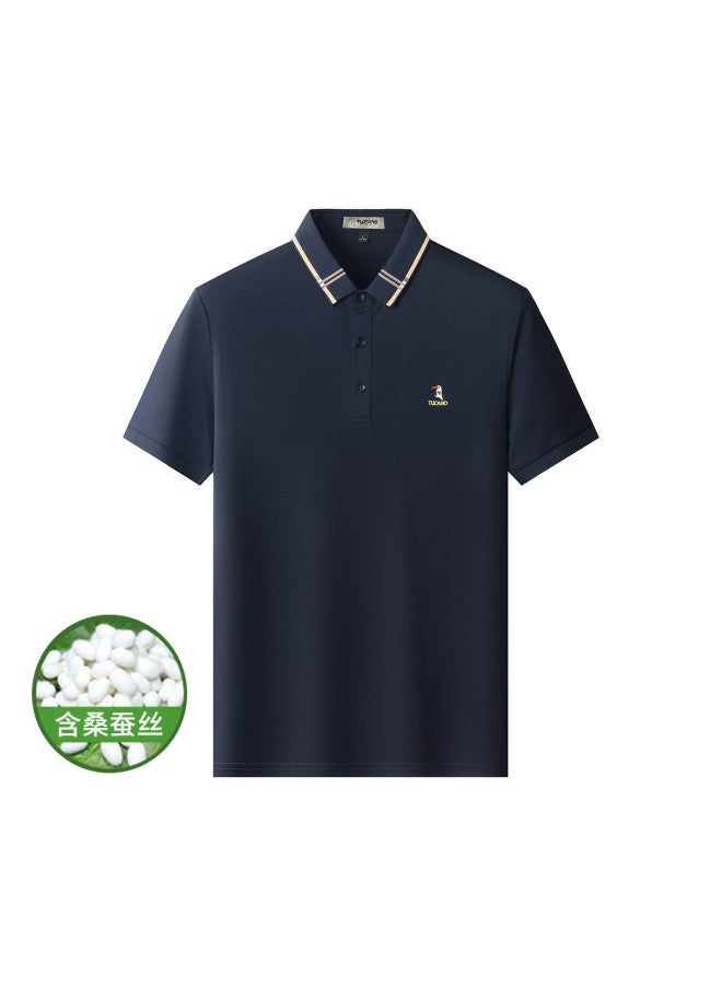 Tucano soft And Skin-friendly Men's Business Casual Polo Shirt With Contrast Jacquard Short Sleeve T-shirt - Image 2