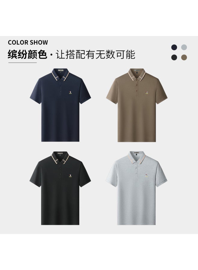 Tucano soft And Skin-friendly Men's Business Casual Polo Shirt With Contrast Jacquard Short Sleeve T-shirt - Image 4