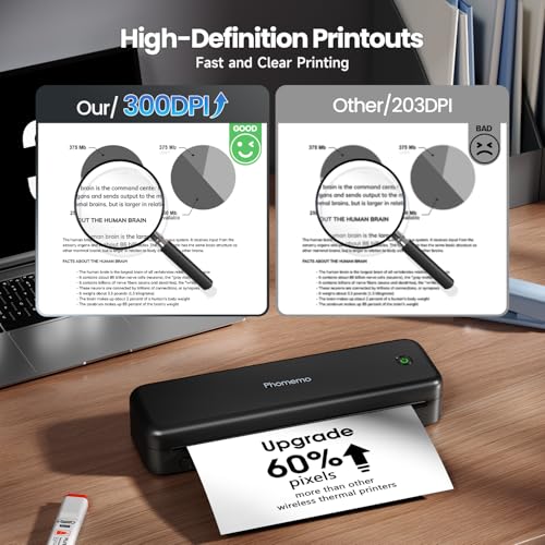 Phomemo Portable Printers Wireless for Travel Upgraded, M834 Bluetooth Thermal Printer 8.5" x 11"& A4 Size,Inkless Mobile Printer with Carry Case for Travel,Office,School,Car,Home,Black - Image 3