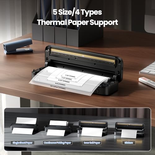 Phomemo Portable Printers Wireless for Travel Upgraded, M834 Bluetooth Thermal Printer 8.5" x 11"& A4 Size,Inkless Mobile Printer with Carry Case for Travel,Office,School,Car,Home,Black - Image 5