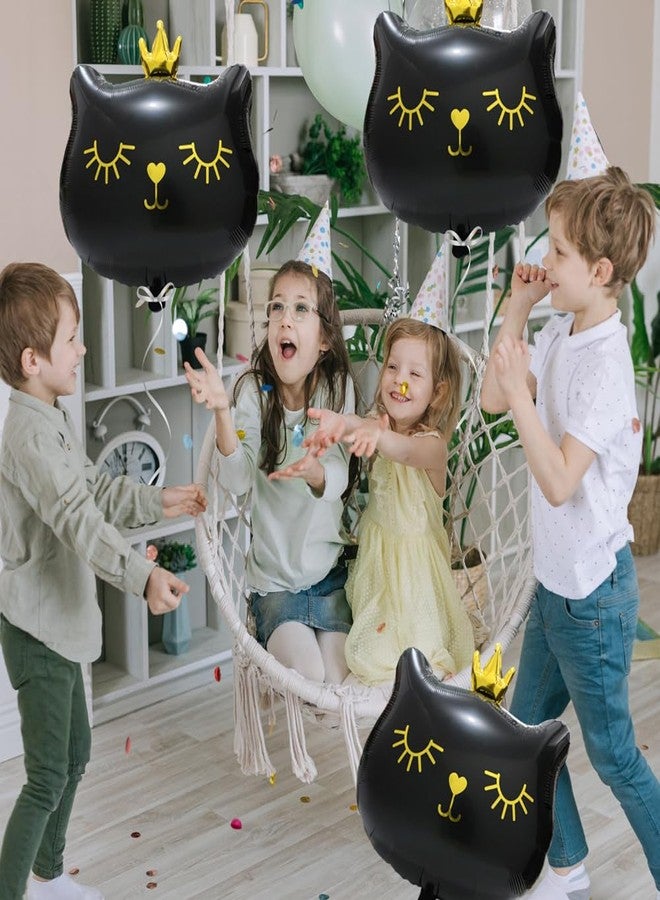 Deermon Adorable Pink Black White Meow Crown Kitten Pet 22 Inch Cat Party Decoration Balloons, 6 Pack Lovely Kitty Cat Animal Theme Girls Party Wedding Birthday Baby Shower Decor Party Supplies - Image 4