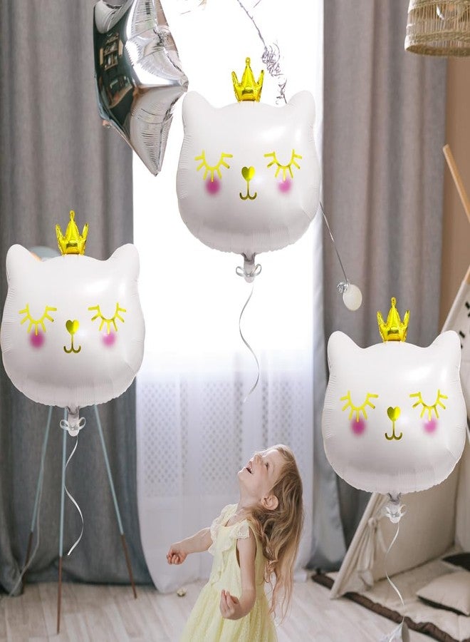 Deermon Adorable Pink Black White Meow Crown Kitten Pet 22 Inch Cat Party Decoration Balloons, 6 Pack Lovely Kitty Cat Animal Theme Girls Party Wedding Birthday Baby Shower Decor Party Supplies - Image 3