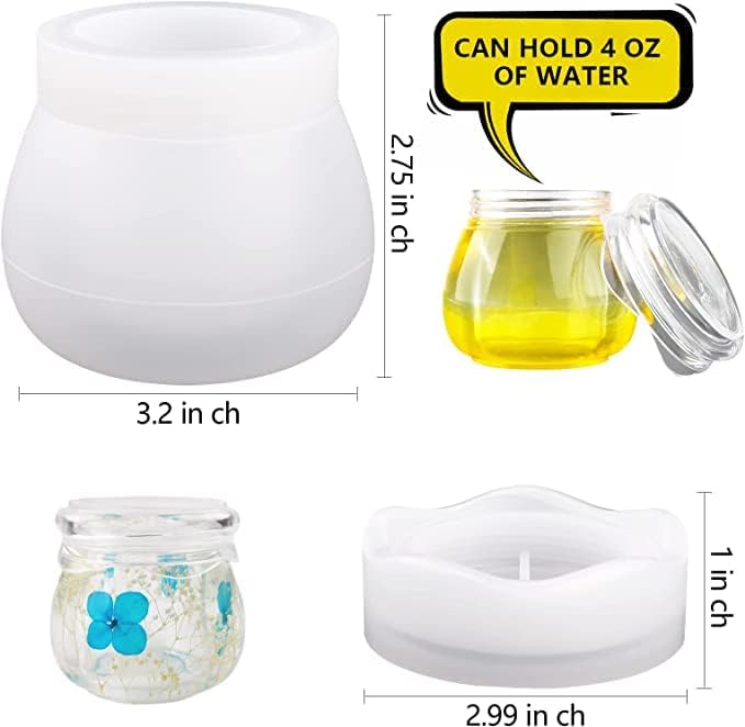 Eoast Resin JAR Mold with Lid, Silicone Jar Resin Mold Storage Jewelry Candle Holder Container Mould for Resin Casting Concrete Craft Decor (Round JAR Mould) - Image 1