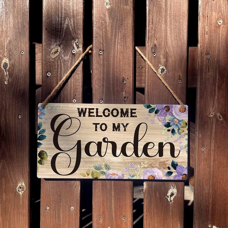 Al Raied ARS® Welcome to My Garden Wooden Hanging Sign Plaque - Farmhouse Wall Art Decor - Image 4