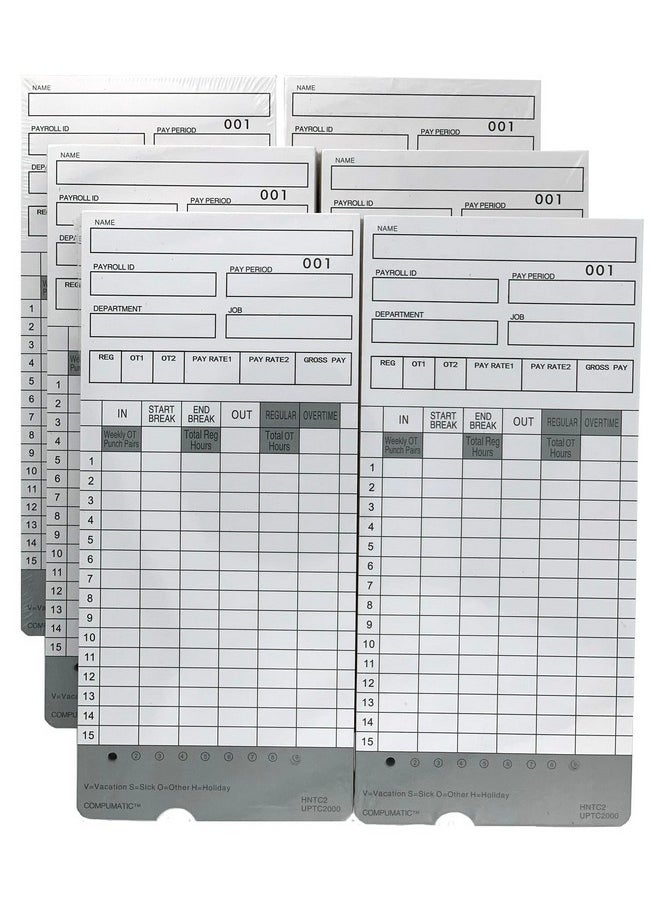 COMPUMATIC 300 Time Cards For Upunch Hn2000 Hn2500 Hn4000 Hn4500 Autoalign Calculating Time Clock And More Hntc2 Uptc2000 Compumatic Compatible  - Image 2