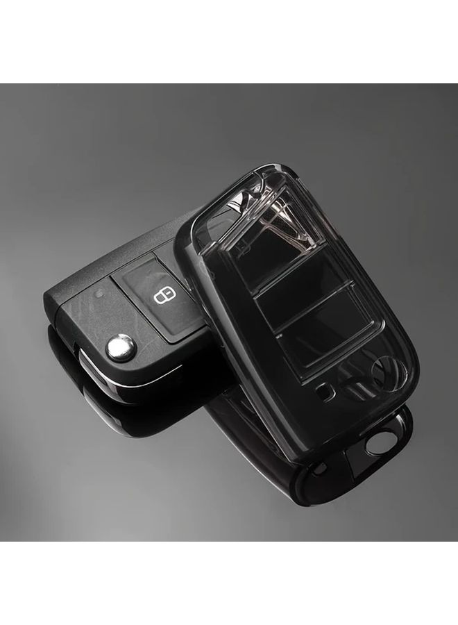 غطاء مفتاح سيارة فولكس فاجن أبيض قشرة واحدة من TPU واقي حالة - Image 4