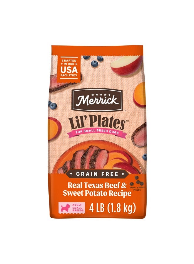 ميريك طعام جاف فاخر للكلاب الصغيرة من Merrick Lil' Plates، خالي من الحبوب، مصنوع من لحم البقر الأصلي من تكساس والبطاطا الحلوة - كيس 4.0 رطل - Image 1