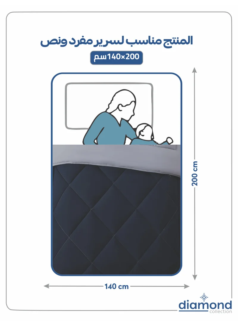 Donetella Bedding Comforter Set, Twin Size Fits 140x200 cm - 4-Pcs Solid Quilted Bed Set, Microfiber Fabric - 1 Comforter, 1 Fitted Sheet And 1 Pillow Shams, 1 Pillow Cases