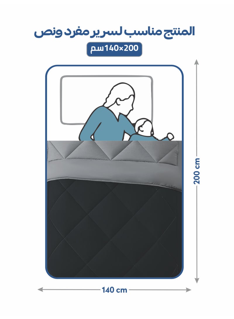 Donetella Bedding Comforter Set, Twin Size Fits 140x200 cm - 4-Pcs Solid Quilted Bed Set, Microfiber Fabric - 1 Comforter, 1 Fitted Sheet And 1 Pillow Shams, 1 Pillow Cases - Image 2