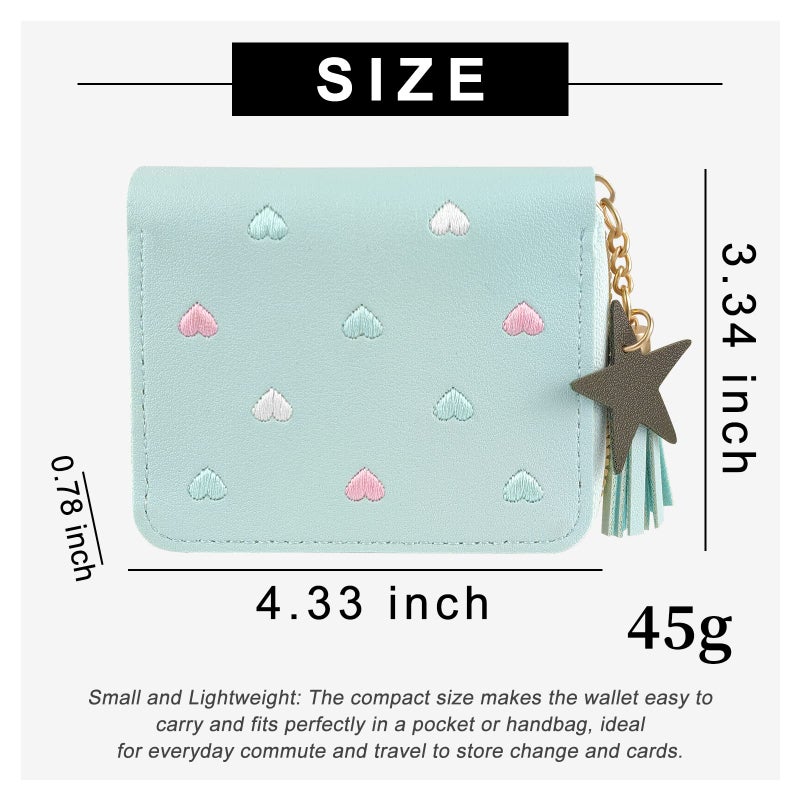 WisePoint Ladies Purse Wallet, PU Leather Purse Lady Credit Card Holder with Star Pendant, Solid Color Wallet (blue) - Image 2