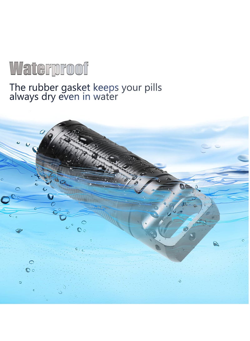 Zikra Small Pill Box for Purse, Travel Pill Case Pocket, Daily Pill Box Vitamin Holder Organizer, Portable Waterproof Aluminum Pill Container Keychain Pill Holder Mini Pill Organizer Black (Large, Grey) - Image 5