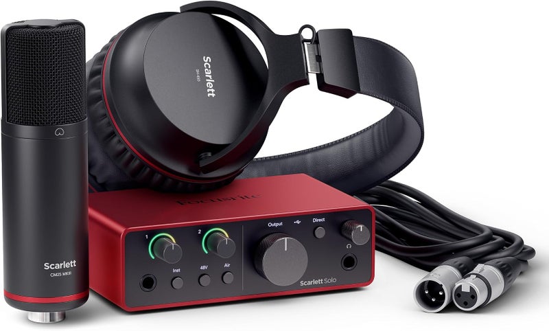 Focusrite Scarlett Solo Studio 4th Gen USB Audio Interface Bundle for the Songwriter, Guitarist, Vocalist or Producer with Condenser Microphone and Headphones for Recording, Streaming, and Podcasting - Image 1