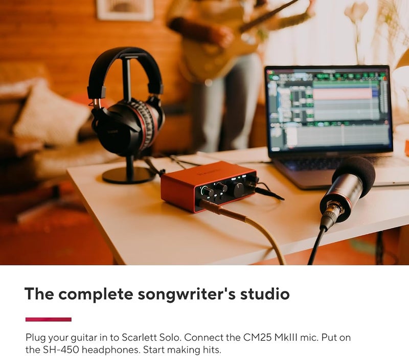 Focusrite Scarlett Solo Studio 4th Gen USB Audio Interface Bundle for the Songwriter, Guitarist, Vocalist or Producer with Condenser Microphone and Headphones for Recording, Streaming, and Podcasting - Image 5