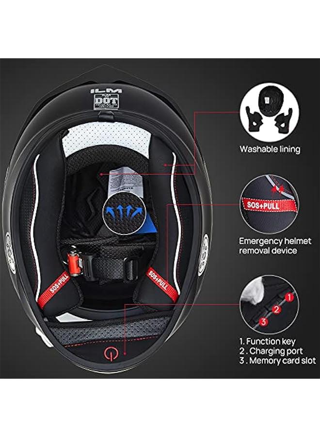 Arabest Motorcycle Helmets with Built in Bluetooth Full Face Casco para Moto Dual Visor for Adults Men Women DOT Model-X9(White,M)  - Image 5