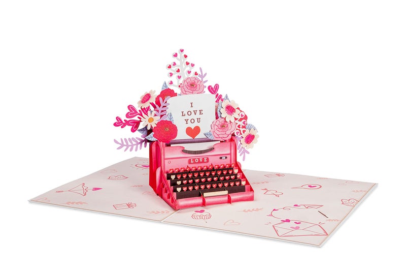 Paper Love 3D Love Typewriter Pop Up Valentines Day Card, Gift for Valentines Day, Mothers Day, Birthday, Wedding, Anniversary, All Occasion - 5" x 7" Cover - Includes Envelope and Note Tag - Image 3