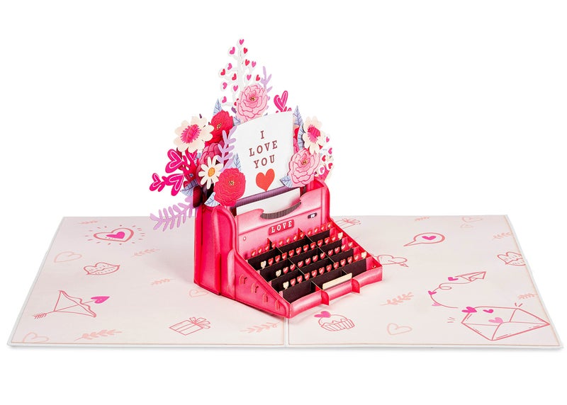 Paper Love 3D Love Typewriter Pop Up Valentines Day Card, Gift for Valentines Day, Mothers Day, Birthday, Wedding, Anniversary, All Occasion - 5" x 7" Cover - Includes Envelope and Note Tag - Image 4