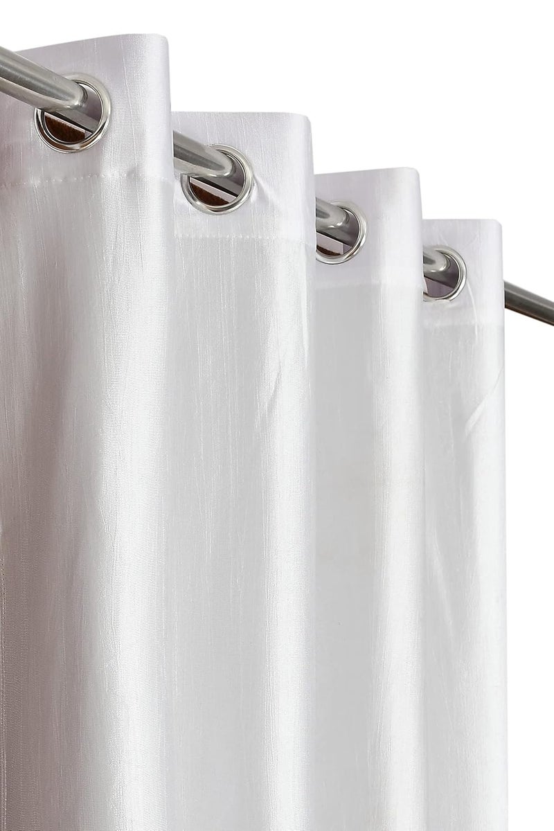 Yarnis Yarnis Polyester Leaf Pattern Semi Transparent Sheer Long Door Curtains White 9 Feet Combo of 4 Pcs - Image 3