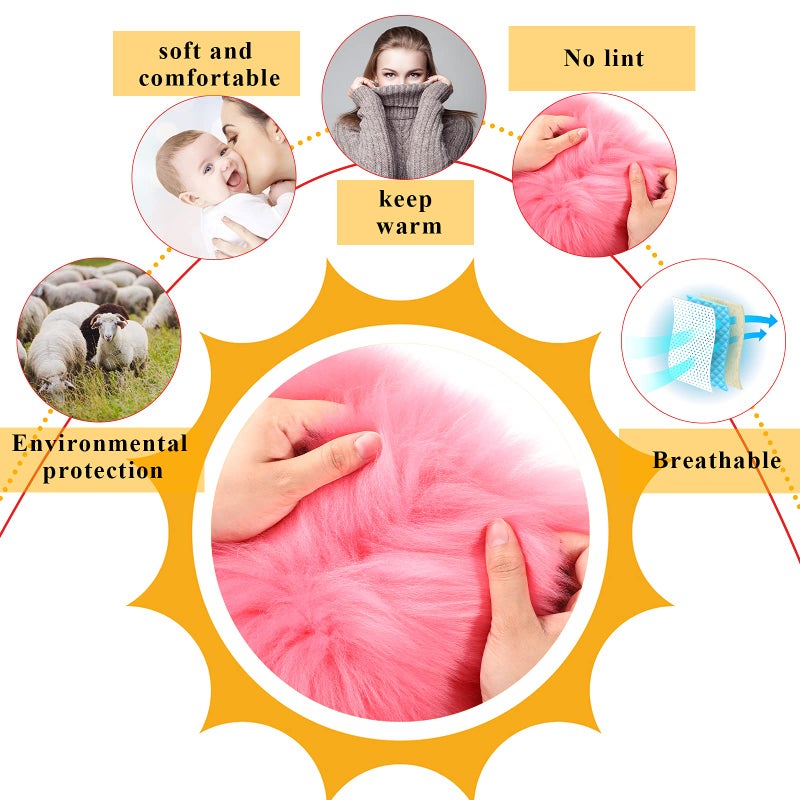Frienda Furry Armrest Cover Auto Center Console Cover Car Soft Console Pad, Real Sheepskin Wool Soft Fluffy Auto Center Armrest Pad for Most Car Decoration Protector(Pink) - Image 5